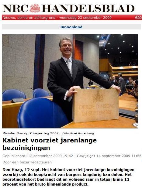 NRC Handelsblad | Kabinet voorziet jarenlange bezuinigingen